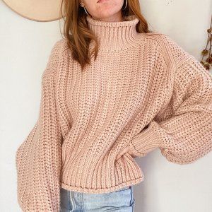 H&M Chunky Knit Oversized Turtleneck Sweater